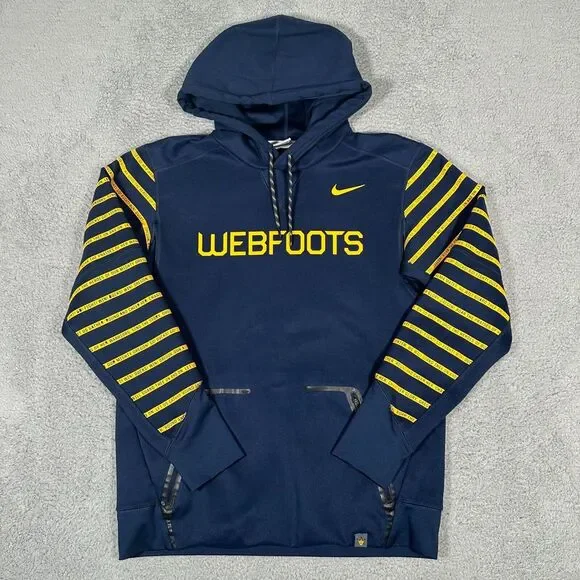 Oregon Ducks Hoodie Mens Size Medium Blue Webfoots Nike Therma Fit Sweatshirt - Picture 1 of 7